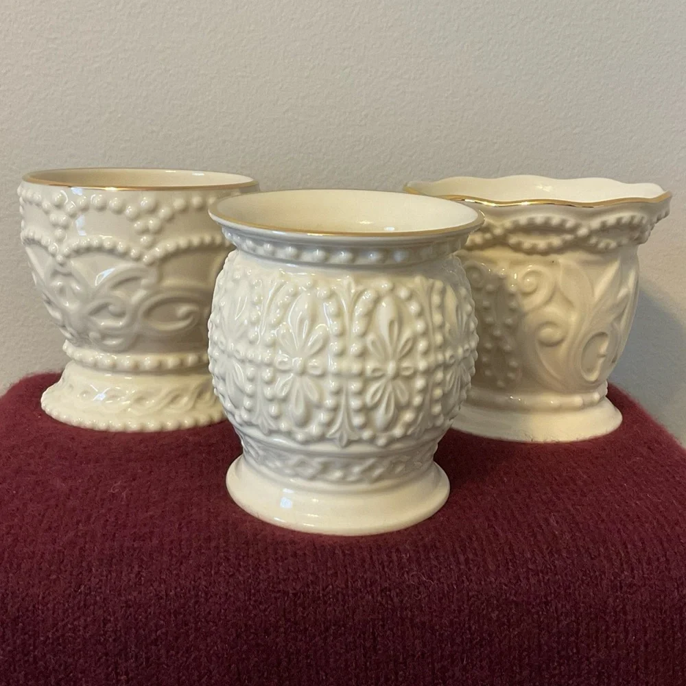 Vintage Classic Lenox Beaded Tealight Votive Set - Set of Three